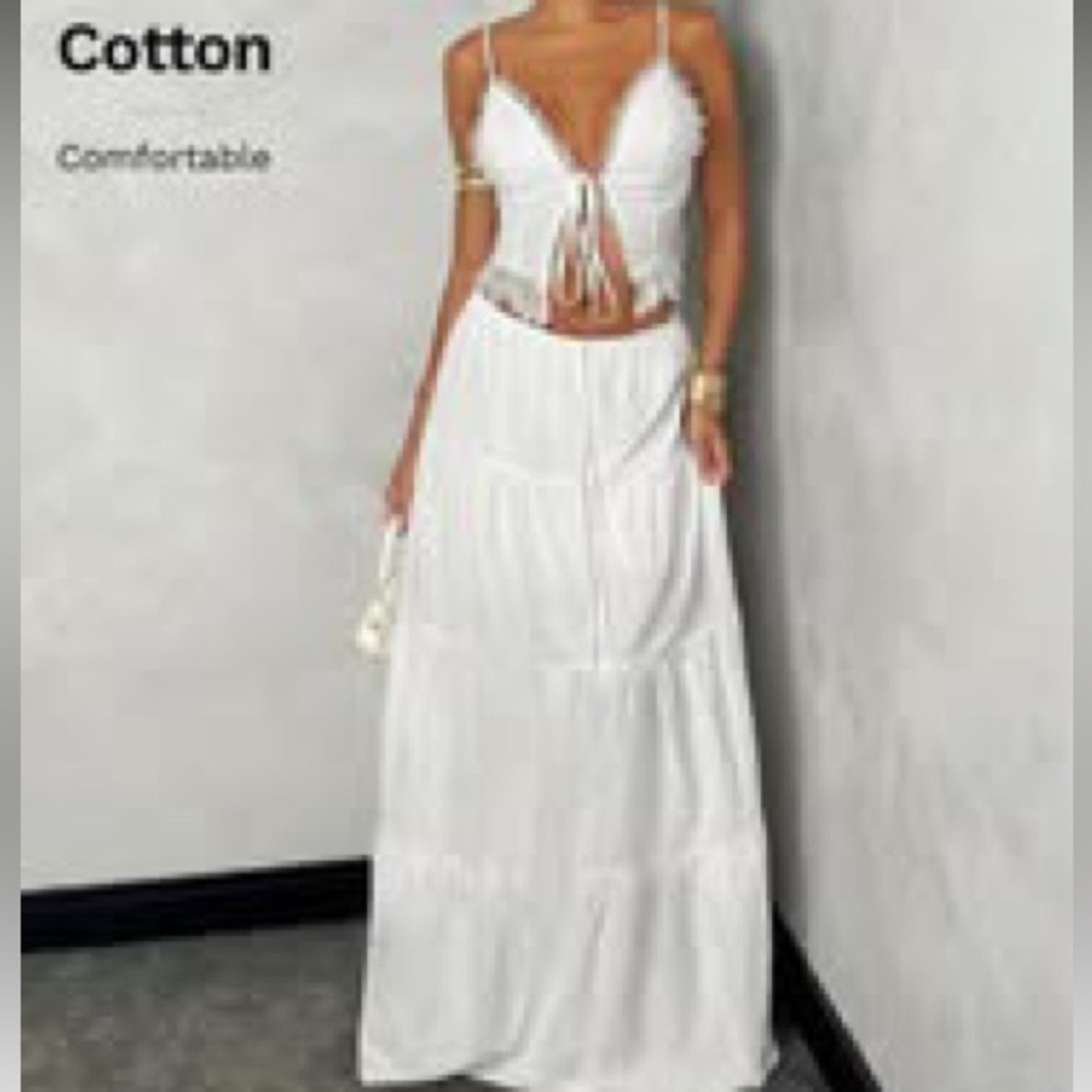 2 Piece SHEIN White Maxi Skirt with Top